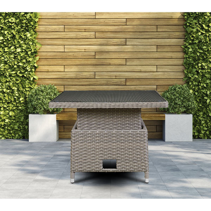 Dellonda Chester Rattan Wicker Adjustable-Height Outdoor Dining Table