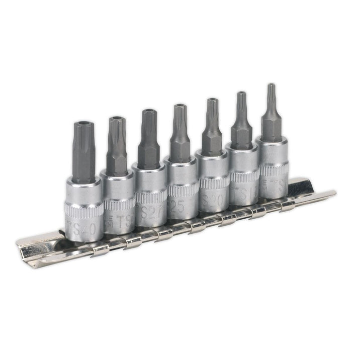 Sealey TRX-TS* Security Socket Bit Set 7pc 1/4"Sq Drive SX106