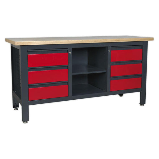 Sealey Workstation with 6 Drawers & Open Storage AP1905D Sealey - Town Tools 