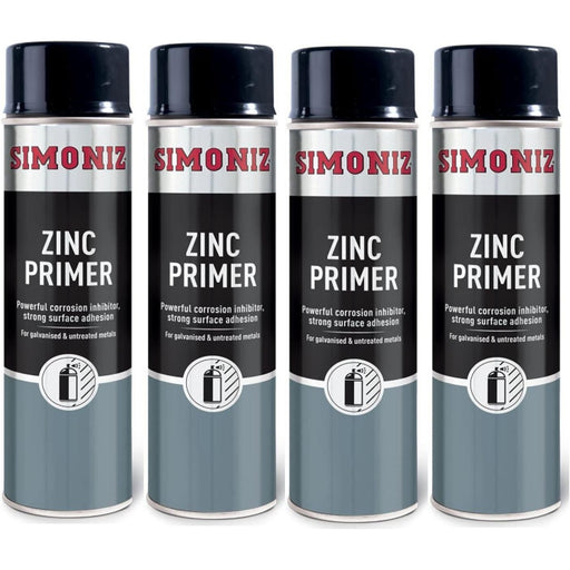 4x Simoniz Zinc Metal Primer Auto Car Spray Paint 500ml Aerosol SIMP10D Simoniz - Town Tools 