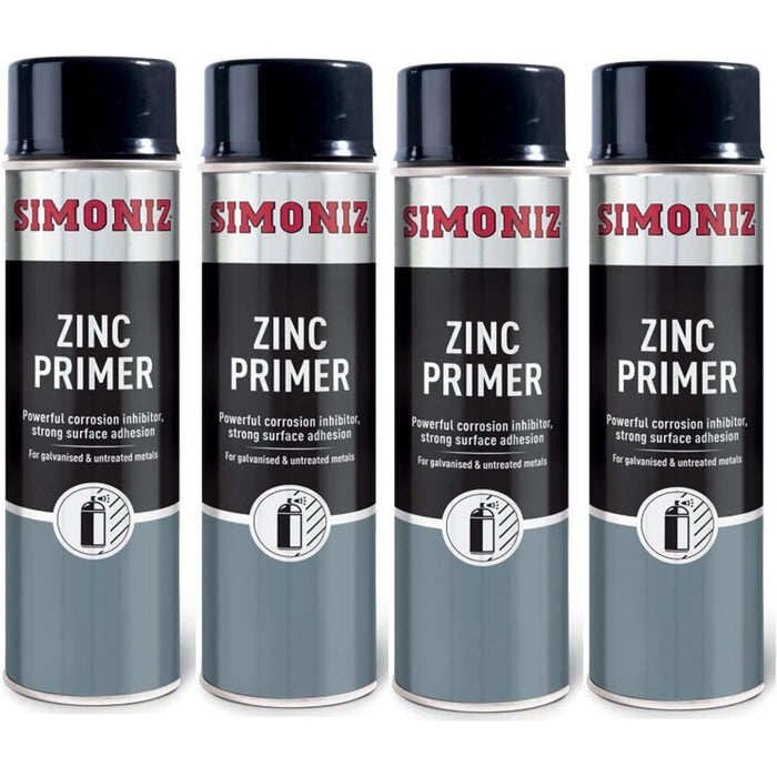 4x Simoniz Zinc Metal Primer Auto Car Spray Paint 500ml Aerosol SIMP10D Simoniz - Town Tools 