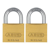 Abus Mechanical 55/40mm Brass Padlocks Twin Pack
