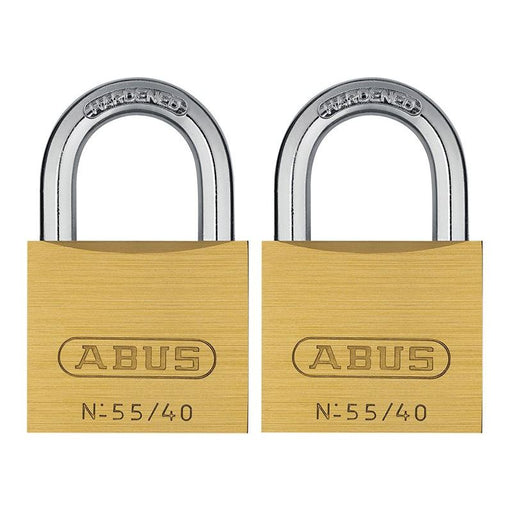 Abus Mechanical 55/40mm Brass Padlocks Twin Pack ABUS Mechanical - Town Tools