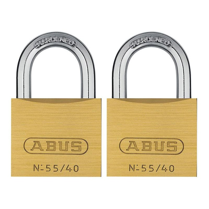 Abus Mechanical 55/40mm Brass Padlocks Twin Pack ABUS Mechanical - Town Tools