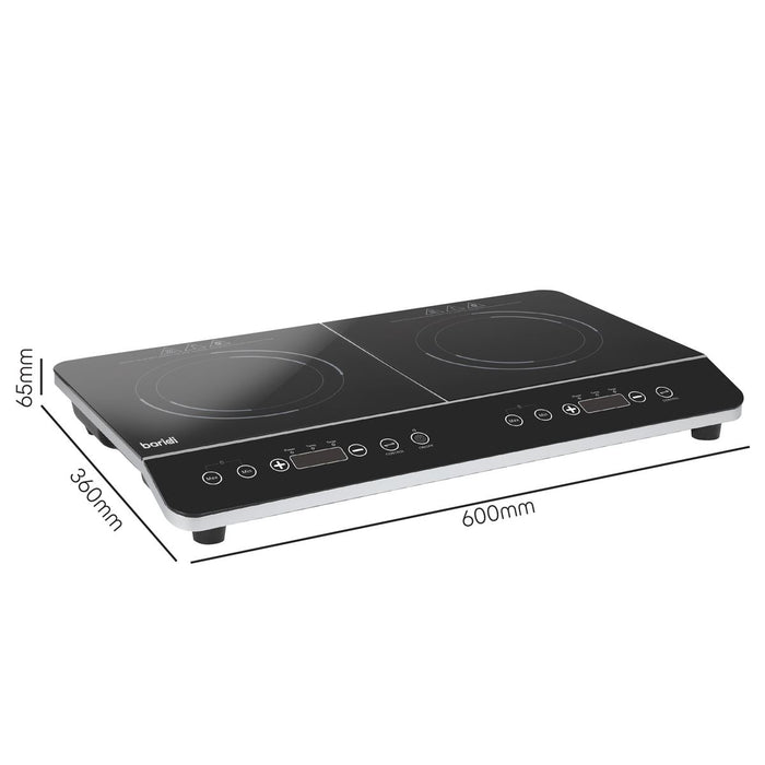 Baridi Portable Induction Hob with 2 Cooking Zones 60 x 36 x 6.5cm - Black