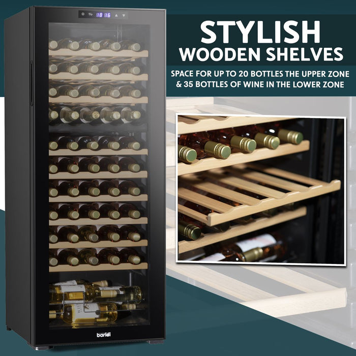 Baridi 55 Bottle Dual Zone Wine Fridge & Cooler DH93