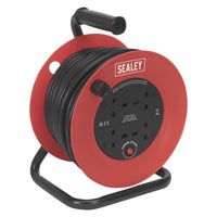 Sealey Cable Reel 25m 4 x 230V 2.5mmï Heavy-Duty Thermal Trip CR22525