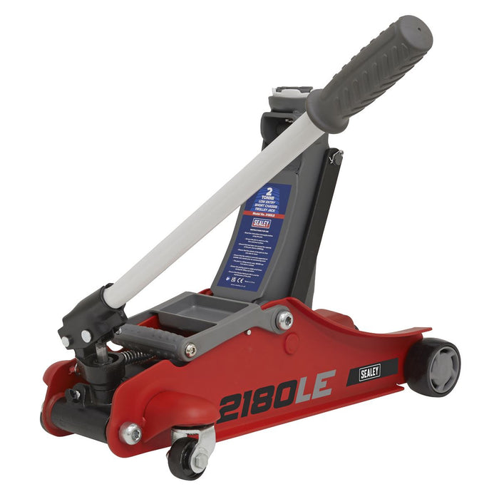 Sealey 180 Handle Low Profile Short Chassis Trolley Jack 2 Tonne - Red 2180LE Sealey - Town Tools 