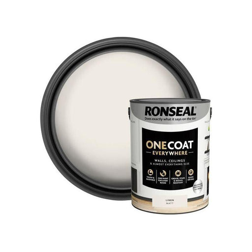Ronseal One Coat Everywhere Interior Paint Linen Matt 5 litre Ronseal - Town Tools