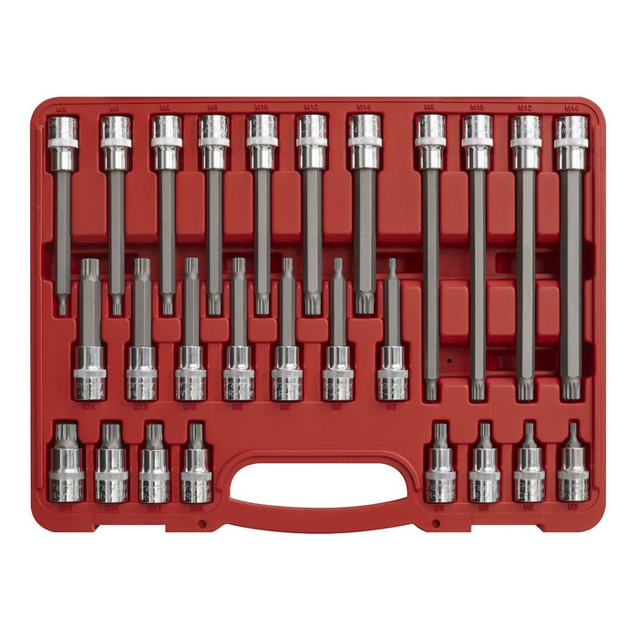 Sealey Premier Premier Spline Socket Bit Set 1/2"Sq Drive 26pc AK2195 Sealey Premier - Town Tools 