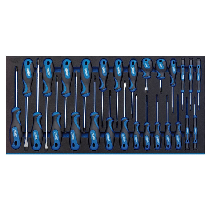 Draper Soft Grip Screwdriver Set in Full Drawer EVA Insert Tray (27 Piece) 63406 Draper - Town Tools 