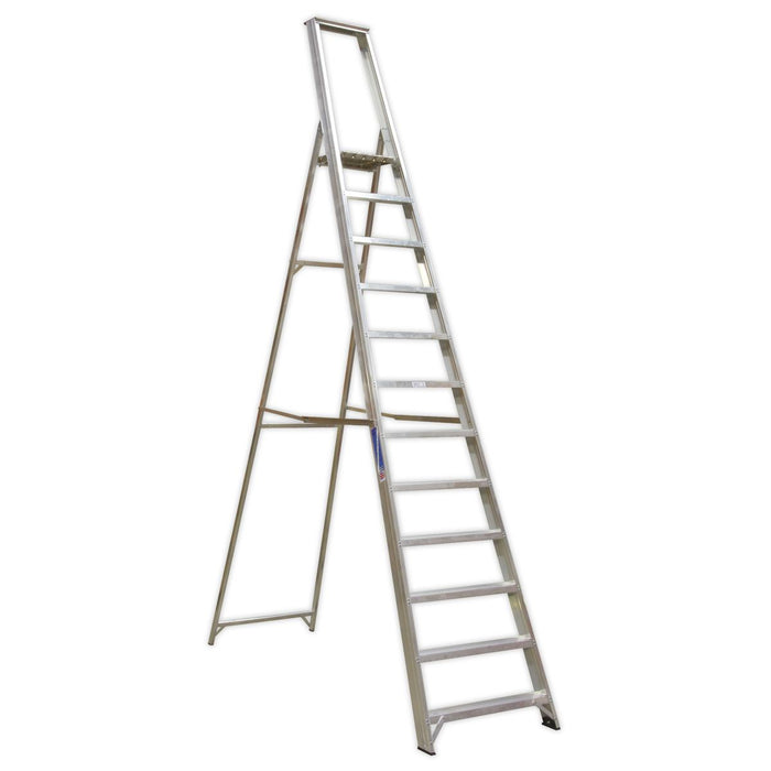 Sealey Industrial Step Ladder 12-Tread Aluminium - BS 2037/1 AXL12 Sealey - Town Tools 