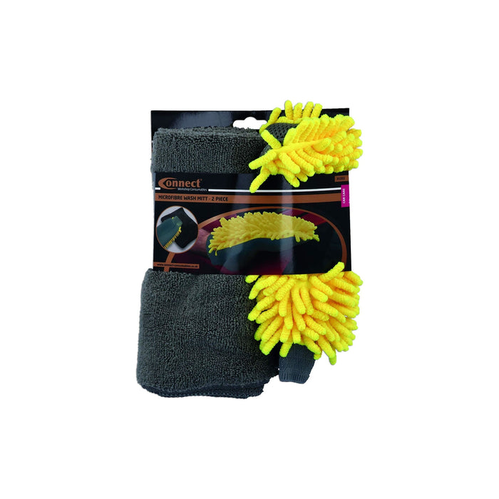 Connect Microfibre Wash Mitt 2pc 35355 Tool Connection - Town Tools 