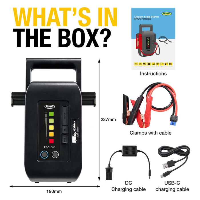 Pro Lithium Jumpstarter 12V 1000A Ring Automotive - Town Tools 