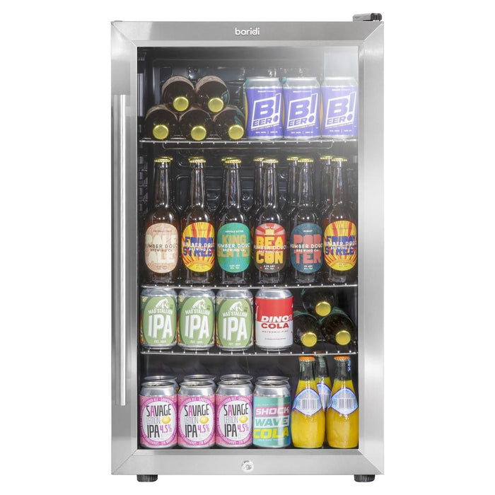 Baridi 85L Wine, Beer & Drinks Fridge with Thermostat - Stainless Steel Baridi - Town Tools