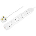 Masterplug Extension Lead 240V 4-Gang 13A White Switched 2m Masterplug - Town Tools