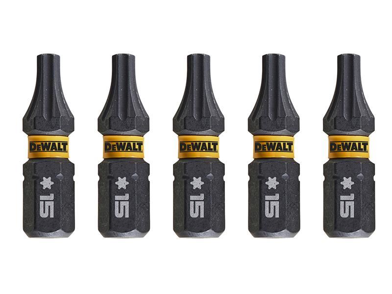 DeWALT Power Tools EXTREME FlexTORQ Bits T15 x 25mm (Pack 5) DeWALT Power Tools - Town Tools