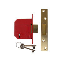 Union StrongBOLT 2100S BS 5 Lever Mortice Deadlock 81mm 3in Satin Brass Visi