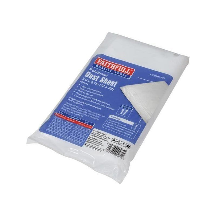 Faithfull Light-Duty Polythene Dust Sheet 3.6 x 2.7m Faithfull - Town Tools