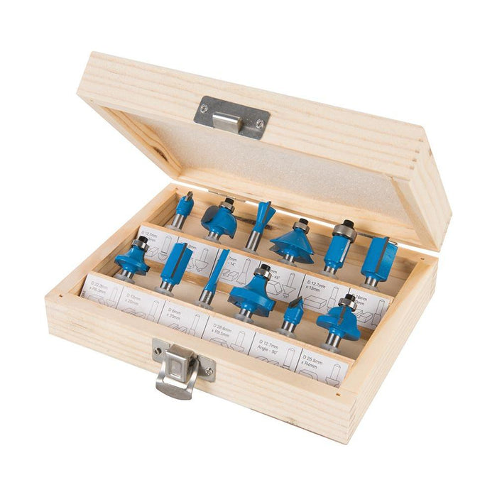 Silverline 1/4" TCT Router Bit Set 12pce 1/4" Silverline - Town Tools 