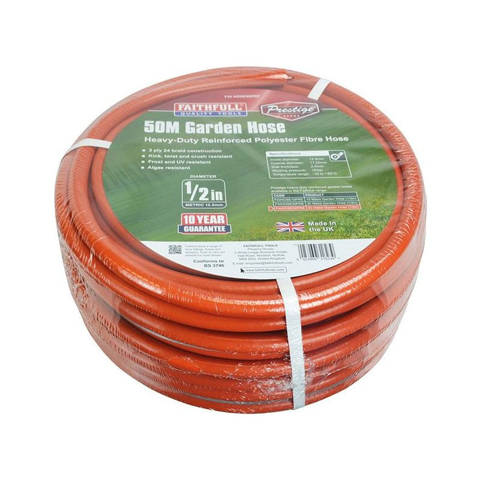 Faithfull Prestige Heavy-Duty Garden Hose 50m 12.5mm (1/2in) Diameter Faithfull - Town Tools