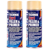 2x E-Tech Technik 2-in-1 Filler & Primer Car Body Repair Paint Undercoat 400ml Can