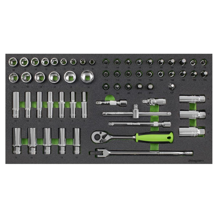 Siegen Siegen Socket Set with Tool Tray 3/8"Sq Drive 62pc S01270 Siegen - Town Tools 