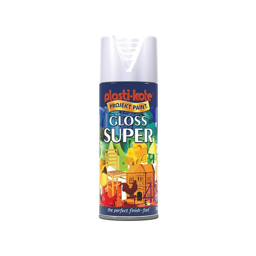 Plastikote Gloss Super Spray White 400ml PlastiKote - Town Tools