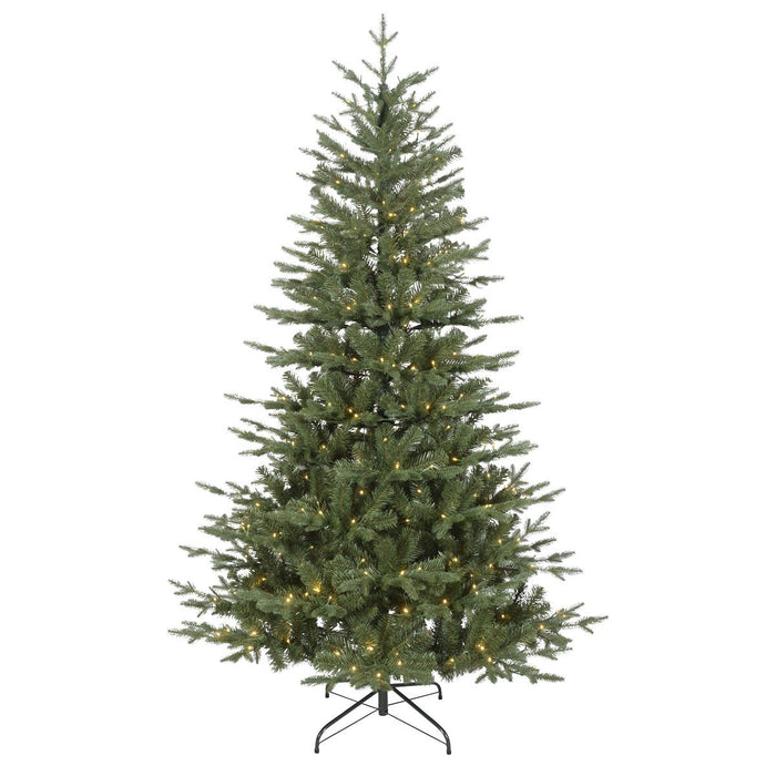 Dellonda Pre-Lit 7ft Hinged Christmas Tree with Warm White LED Lights & PE/PVC Tips