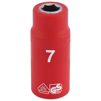 Draper Fully Insulated VDE Socket, 1/4" Sq. Dr., 7mm 31325