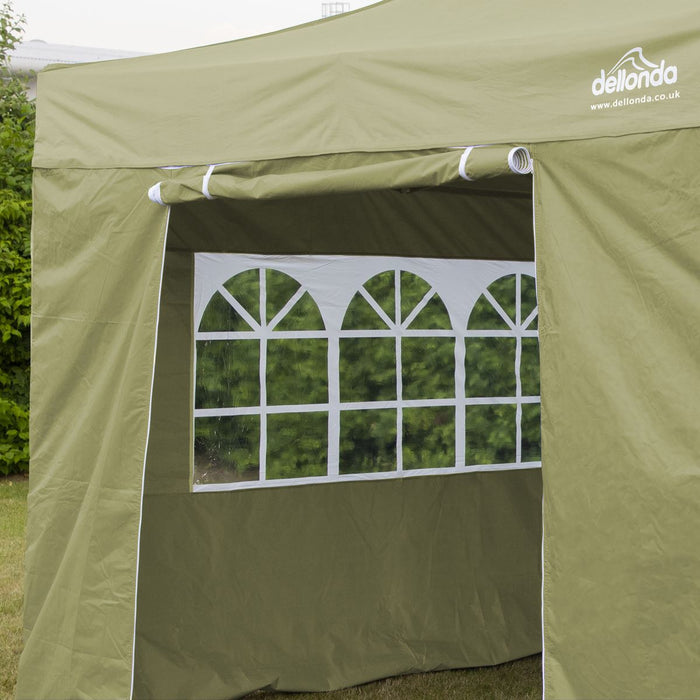 Dellonda 2x2m Pop-Up Gazebo & Side Walls  Carry Bag Rope Stakes & Weight Beige