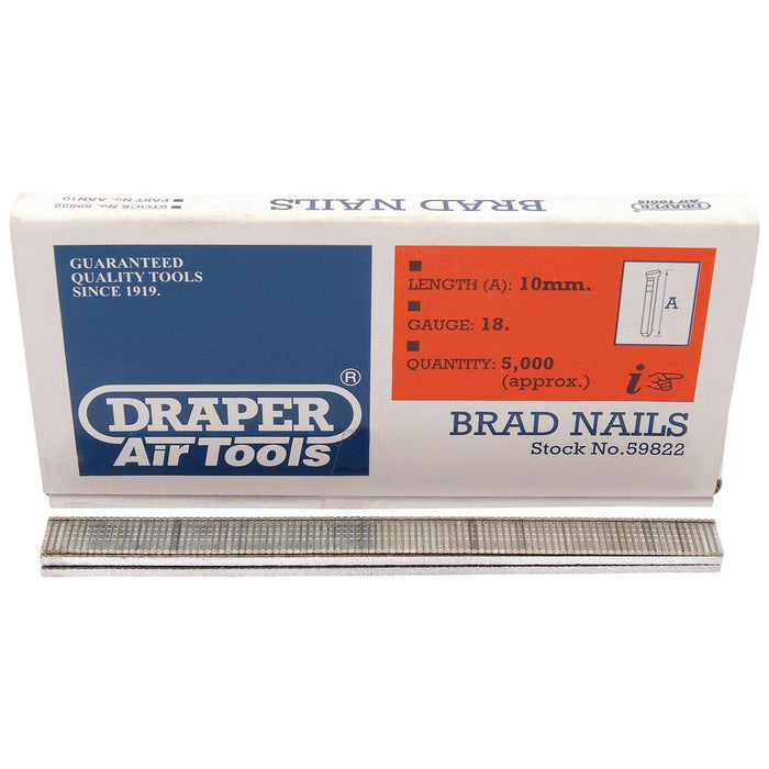 Draper Brad Nails, 10mm (Pack of 5000) 59822 Draper - Town Tools 