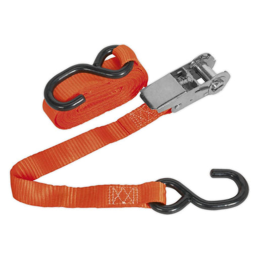 Sealey Ratchet Tie Down 25mm x 4.5m Polyester Webbing with S-Hook 800kg Breaking Sealey - Town Tools 