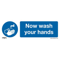 Sealey Mandatory Safety Sign Now Wash Your Hands Rigid Plastic Pack of 10