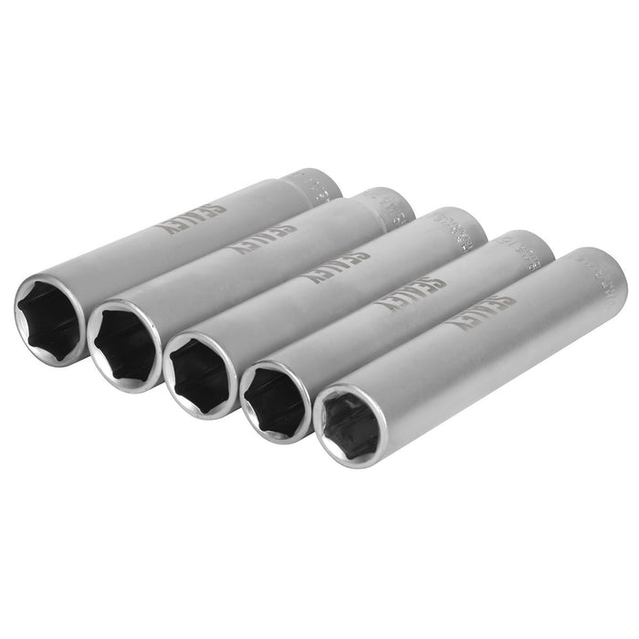 Sealey Extra-Deep Socket Set 3/8"Sq Drive 15, 16, 17, 18 & 19mm 5pc SX1519 Sealey - Town Tools 