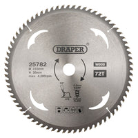 Draper TCT Circular Saw Blade for Wood, 315 x 30mm, 72T 25782