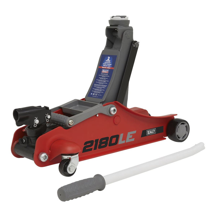 Sealey 180 Handle Low Profile Short Chassis Trolley Jack 2 Tonne - Red 2180LE Sealey - Town Tools 