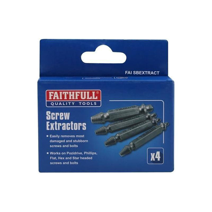 Faithfull Screw Extractor Set, 4 Piece Faithfull - Town Tools