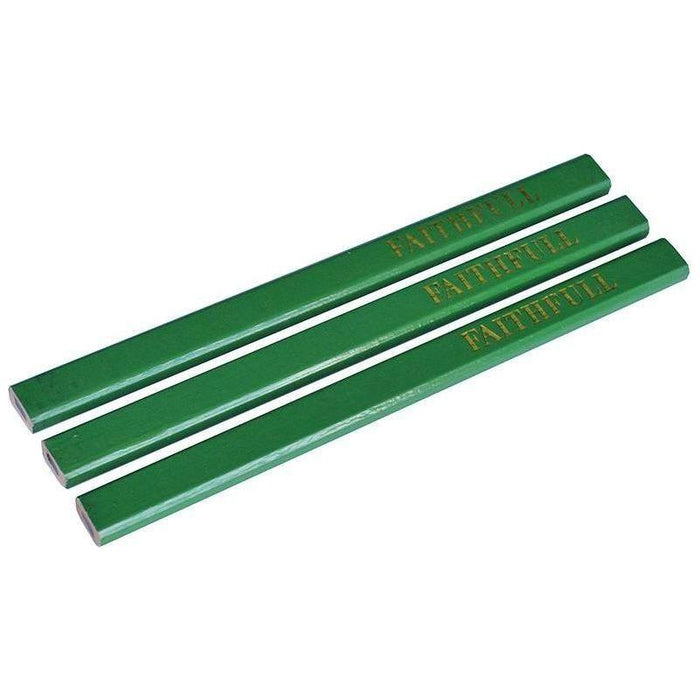 Faithfull Carpenter's Pencils - Green / Hard (Pack 3) Faithfull - Town Tools