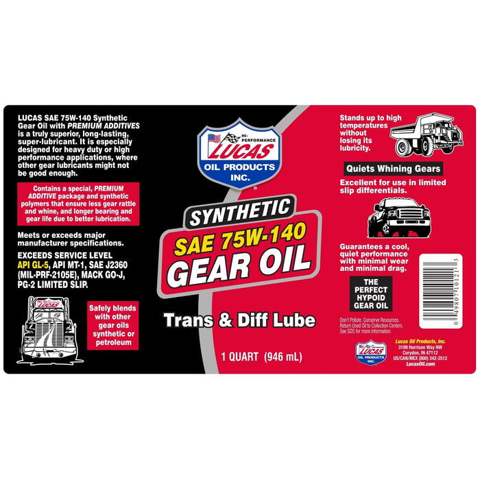 Lucas Oil 75W140 Gear Oil 946Ml 10121