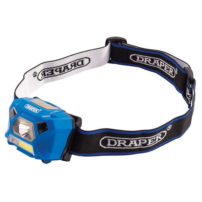 Draper Rechargeable COB & XP-E LED Head Torch, 3W, 200 Lumens 90067 Draper - Town Tools 