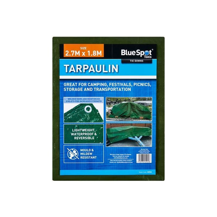 Bluespot Tools Green Tarpaulin 2.7 x 1.8m BlueSpot Tools - Town Tools