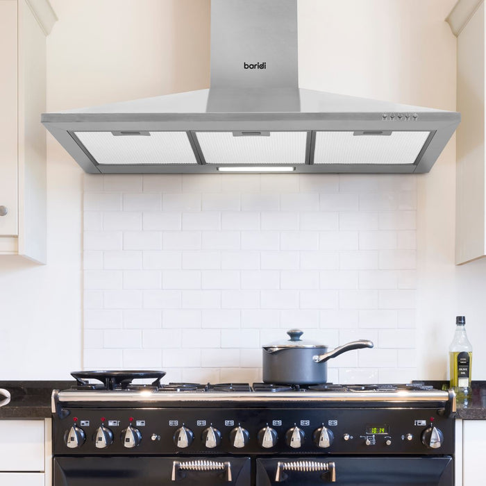 Baridi Cooker Hood with Carbon Filters 90cm - Stainless Steel DH127