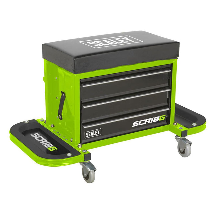 Sealey Mechanic's Utility Seat & Toolbox Hi-Vis Green SCR18G