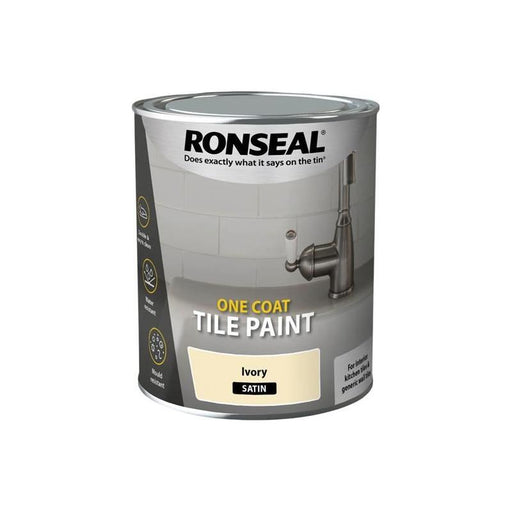 Ronseal One Coat Tile Paint Ivory Satin 750ml Ronseal - Town Tools