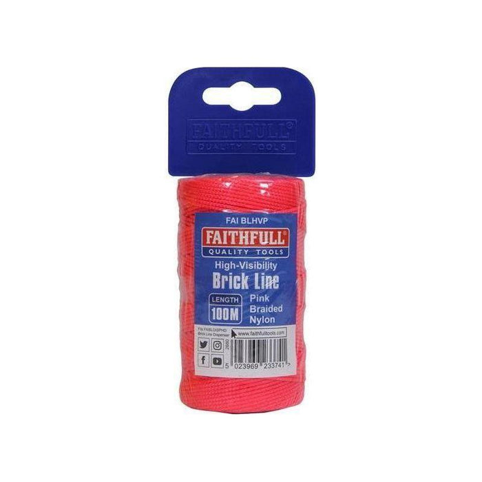 Faithfull Hi-Vis Nylon Brick Line 100m (330ft) Pink Faithfull - Town Tools