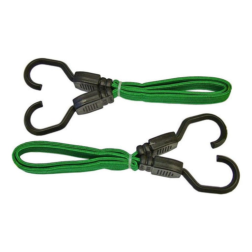 Faithfull Flat Bungee Cord 60cm (24in) Green 2 Piece Faithfull - Town Tools