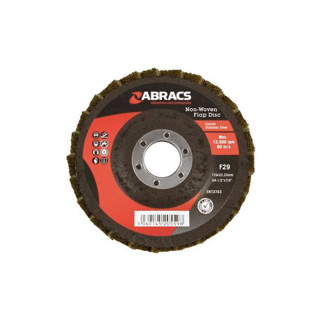 Connect Abracs Non-Woven Flap Discs, Coarse 115mm 5pc 32075 Tool Connection - Town Tools 