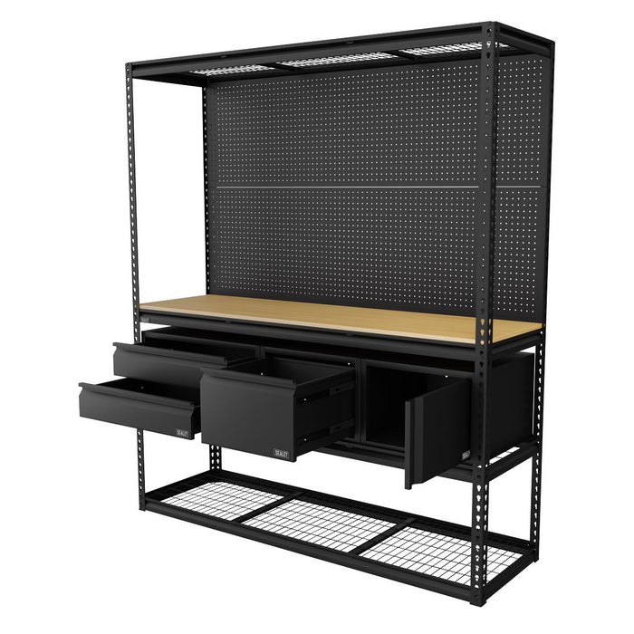 Sealey Heavy-Duty Modular Workbench & Racking Kit with 3 Storage Units Sealey - Town Tools 