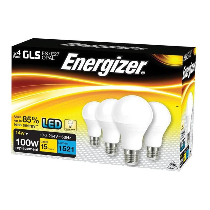 Energizer® LED ES (E27) Opal GLS Non-Dimmable Bulb, Warm White 1521 lm 13.2W (Pack 4) Energizer® - Town Tools